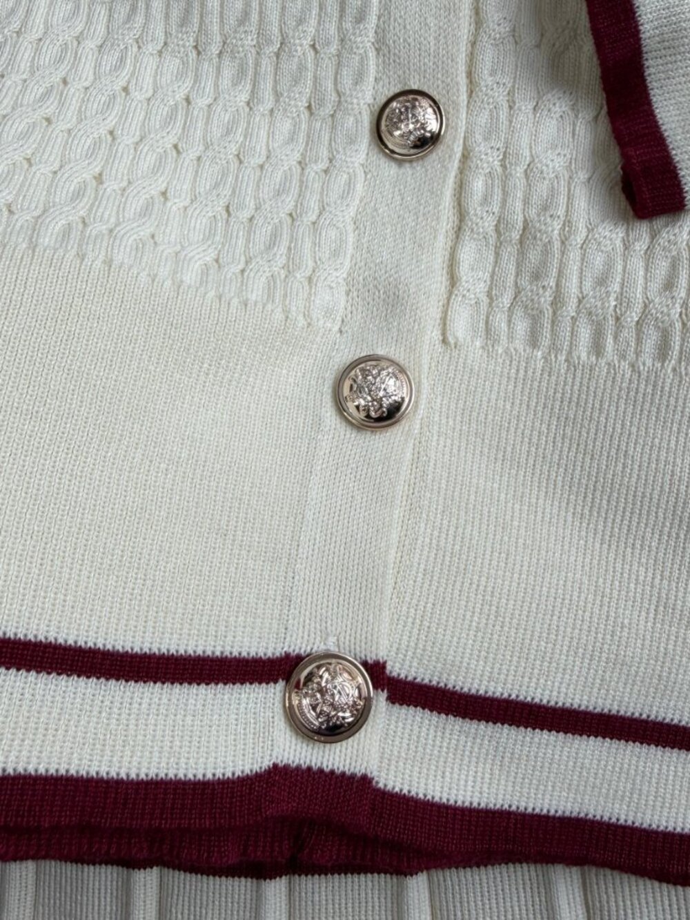 Polo Ralph Lauren Women Preppy Cable Knit 2 Piece Set Striped Polo Cardigan - Picture 3 of 8